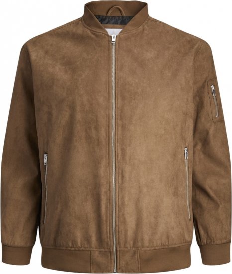 Jack & Jones ROCKY Faux Suede Bomber Jacket Brown - Casacos - Casacos Homem Tamanhos Grandes