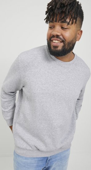 Jack & Jones BRADLEY Sweatshirt Light Grey Melange - Sweatshirts & hoodies - Sweatshirt & Camisolas com Capuz tamanhos grandes