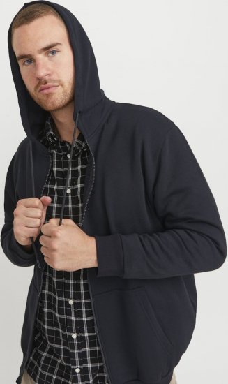 Jack & Jones BRADLEY Zip Hoodi Black - Sweatshirts & hoodies - Sweatshirt & Camisolas com Capuz tamanhos grandes