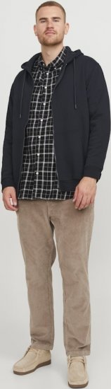 Jack & Jones BRADLEY Zip Hoodi Black - Sweatshirts & hoodies - Sweatshirt & Camisolas com Capuz tamanhos grandes