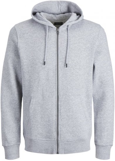 Jack & Jones BRADLEY Zip Hoodie Light Grey Melange - Sweatshirts & hoodies - Sweatshirt & Camisolas com Capuz tamanhos grandes