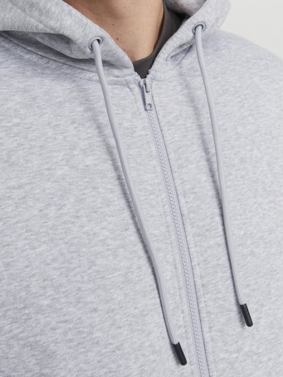 Jack & Jones BRADLEY Zip Hoodie Light Grey Melange - Sweatshirts & hoodies - Sweatshirt & Camisolas com Capuz tamanhos grandes
