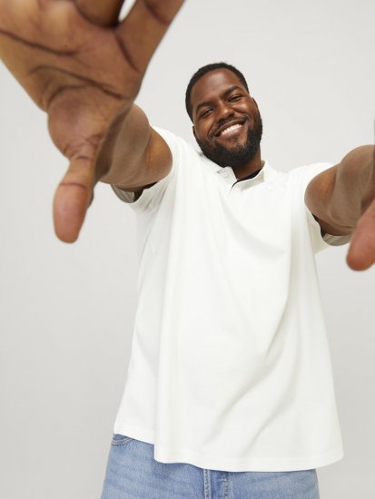 Jack & Jones Rodney Short Sleeve Polo White - Pólos - Pólos Tamanhos Grandes Homem