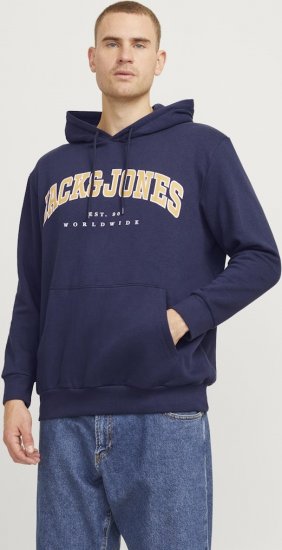 Jack & Jones CALEB Hoodie Navy Blazer - Sweatshirts & hoodies - Sweatshirt & Camisolas com Capuz tamanhos grandes