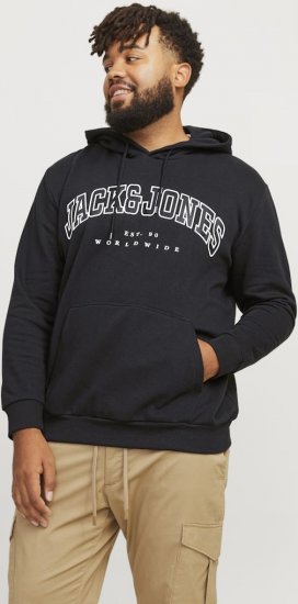 Jack & Jones CALEB Hoodie Black - Sweatshirts & hoodies - Sweatshirt & Camisolas com Capuz tamanhos grandes