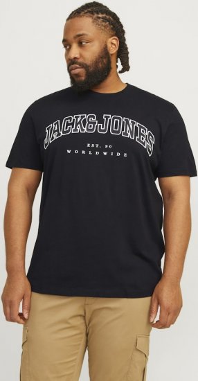 Jack & Jones CALEB VARSITY O-Neck T-Shirt Black - T-shirts - T-shirts Homem Tamanhos Grandes