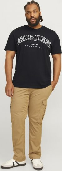 Jack & Jones CALEB VARSITY O-Neck T-Shirt Black - T-shirts - T-shirts Homem Tamanhos Grandes