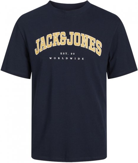 Jack & Jones CALEB VARSITY O-Neck T-Shirt Navy Blazer - T-shirts - T-shirts Homem Tamanhos Grandes