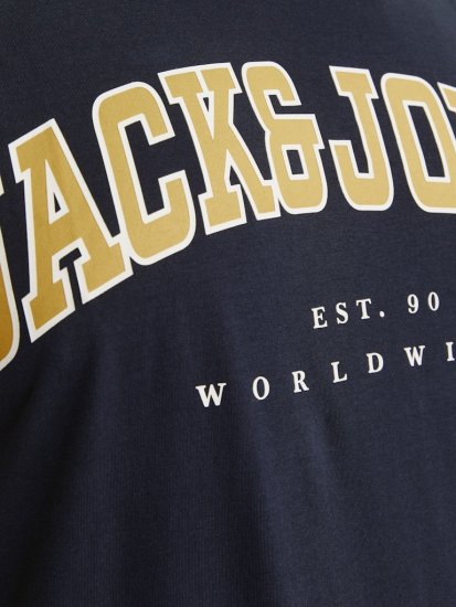 Jack & Jones CALEB VARSITY O-Neck T-Shirt Navy Blazer - T-shirts - T-shirts Homem Tamanhos Grandes