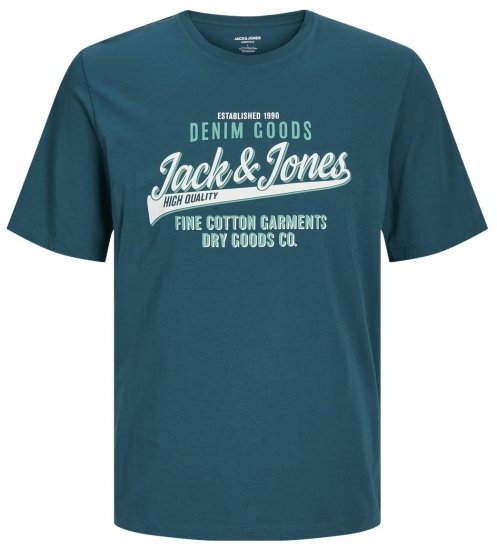 Jack & Jones JJELOGO O-Neck T-Shirt Deep Teal - T-shirts - T-shirts Homem Tamanhos Grandes