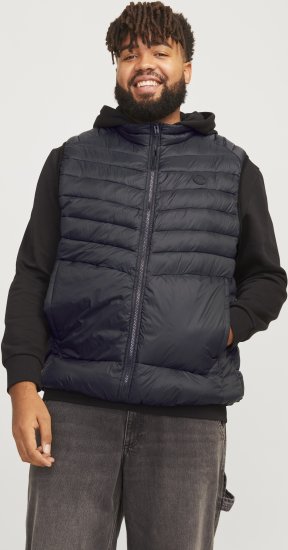 Jack & Jones SPRINT BODYWARMER With Collar Black - Casacos - Casacos Homem Tamanhos Grandes