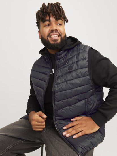 Jack & Jones SPRINT BODYWARMER With Collar Black - Casacos - Casacos Homem Tamanhos Grandes