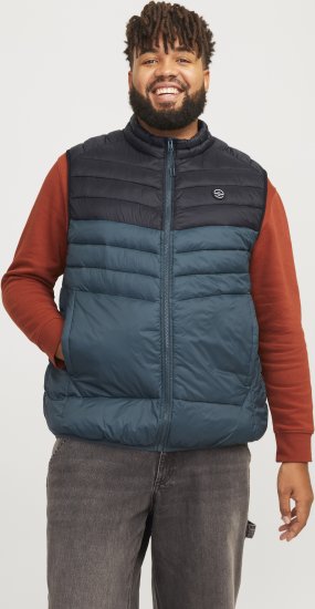 Jack & Jones SPRINT Black Blocking BODYWARMER With Collar Dark Turquoise - Casacos - Casacos Homem Tamanhos Grandes