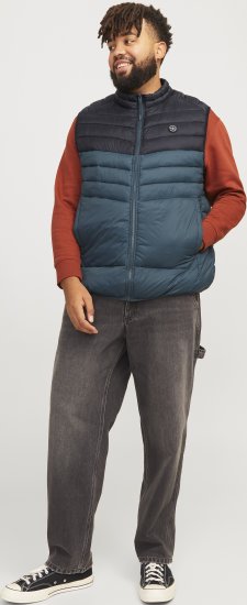 Jack & Jones SPRINT Black Blocking BODYWARMER With Collar Dark Turquoise - Casacos - Casacos Homem Tamanhos Grandes
