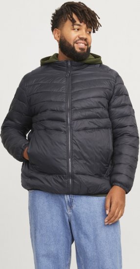 Jack & Jones SPRINT Quilted Collar Jacket Black - Casacos - Casacos Homem Tamanhos Grandes