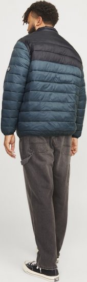 Jack & Jones SPRINT Black Blocking Quilted Collar Jacket Teal - Casacos - Casacos Homem Tamanhos Grandes
