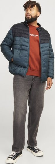 Jack & Jones SPRINT Black Blocking Quilted Collar Jacket Teal - Casacos - Casacos Homem Tamanhos Grandes