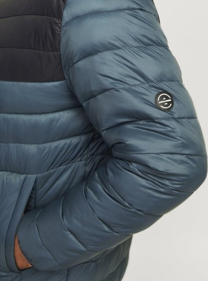 Jack & Jones SPRINT Black Blocking Quilted Collar Jacket Teal - Casacos - Casacos Homem Tamanhos Grandes