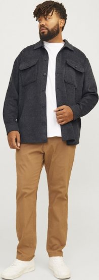 Jack & Jones BRADLEY OLLIE Overshirt LS Black - Camisas - Camisas Homem Tamanhos Grandes