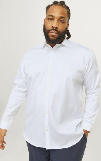 Jack & Jones ARMA LS Shirt White - Camisas - Camisas Homem Tamanhos Grandes