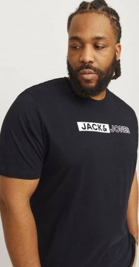 Jack & Jones CORP Logo Play 5 T-Shirt Black - T-shirts - T-shirts Homem Tamanhos Grandes