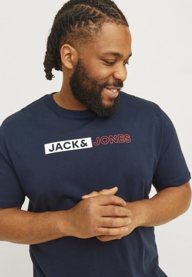 Jack & Jones CORP Logo Play 5 T-Shirt Navy Blazer - T-shirts - T-shirts Homem Tamanhos Grandes