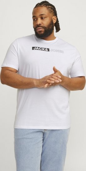 Jack & Jones CORP Logo Play 5 T-Shirt White - T-shirts - T-shirts Homem Tamanhos Grandes