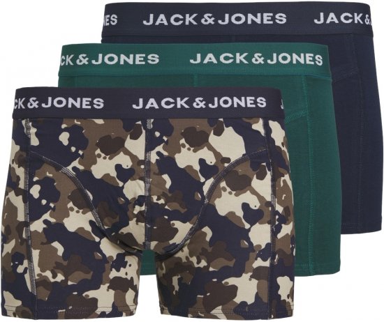 Jack & Jones JACCAMOFLAGE Trunks 3-Pack Navy Blazer - Roupa Interior & natação - Roupa interior Homem Tamanhos Grandes
