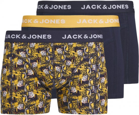 Jack & Jones SKULLROCK Trunks 3-Pack Navy Blazer - Roupa Interior & natação - Roupa interior Homem Tamanhos Grandes
