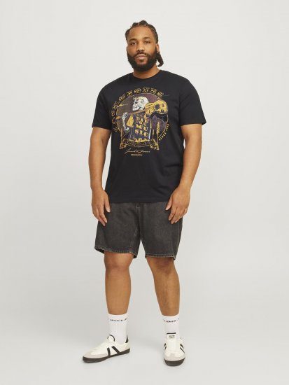 Jack & Jones JJSKULL ROCK T-Shirt Black - T-shirts - T-shirts Homem Tamanhos Grandes