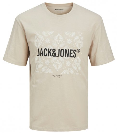Jack & Jones JJPAISLEY T-Shirt Moonbeam - T-shirts - T-shirts Homem Tamanhos Grandes
