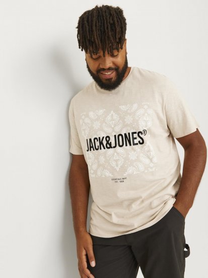 Jack & Jones JJPAISLEY T-Shirt Moonbeam - T-shirts - T-shirts Homem Tamanhos Grandes