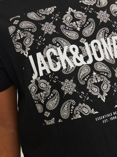 Jack & Jones JJPAISLEY T-Shirt Black - T-shirts - T-shirts Homem Tamanhos Grandes