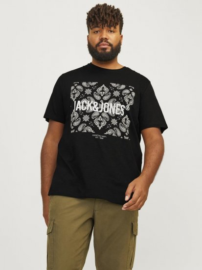 Jack & Jones JJPAISLEY T-Shirt Black - T-shirts - T-shirts Homem Tamanhos Grandes