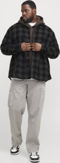 Jack & Jones ZAC BRUSHED Long Sleeve OVERSHIRT Grey - Camisas - Camisas Homem Tamanhos Grandes