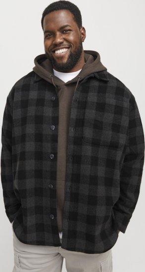 Jack & Jones ZAC BRUSHED Long Sleeve OVERSHIRT Grey - Camisas - Camisas Homem Tamanhos Grandes