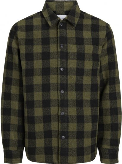 Jack & Jones ZAC Brushed Long Sleeve Overshirt Green - Camisas - Camisas Homem Tamanhos Grandes