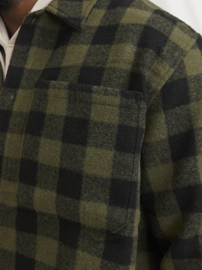 Jack & Jones ZAC Brushed Long Sleeve Overshirt Green - Camisas - Camisas Homem Tamanhos Grandes