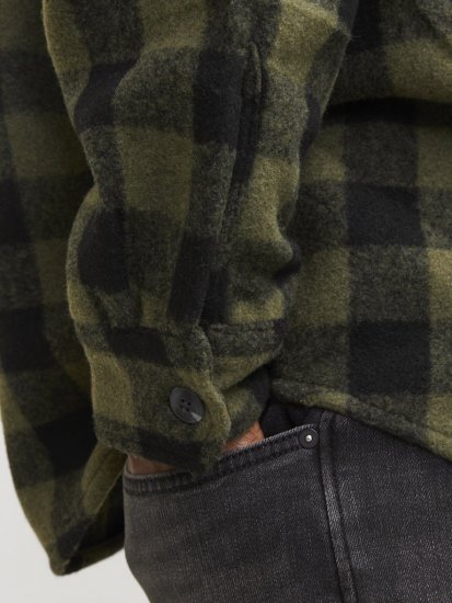 Jack & Jones ZAC Brushed Long Sleeve Overshirt Green - Camisas - Camisas Homem Tamanhos Grandes