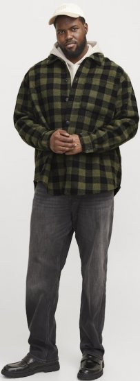 Jack & Jones ZAC Brushed Long Sleeve Overshirt Green - Camisas - Camisas Homem Tamanhos Grandes