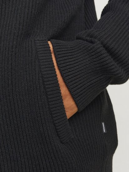 Jack & Jones PANNEL Turtleneck Knitted Sweater with Zipper Black - Sweatshirts & hoodies - Sweatshirt & Camisolas com Capuz tamanhos grandes