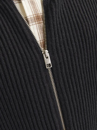 Jack & Jones PANNEL Turtleneck Knitted Sweater with Zipper Black - Sweatshirts & hoodies - Sweatshirt & Camisolas com Capuz tamanhos grandes