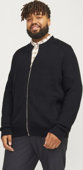 Jack & Jones PANNEL Turtleneck Knitted Sweater with Zipper Black - Sweatshirts & hoodies - Sweatshirt & Camisolas com Capuz tamanhos grandes