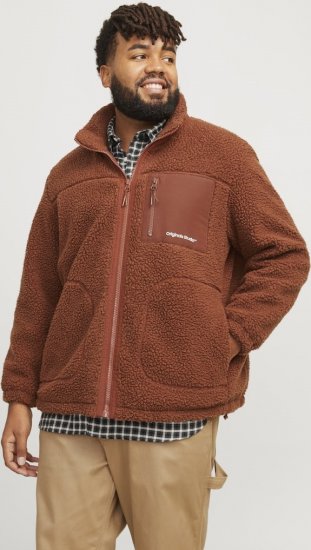 Jack & Jones ESTERBRO High Collar Teddy Jacket Brandy Brown - Casacos - Casacos Homem Tamanhos Grandes