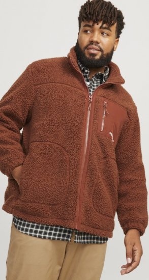 Jack & Jones ESTERBRO High Collar Teddy Jacket Brandy Brown - Casacos - Casacos Homem Tamanhos Grandes