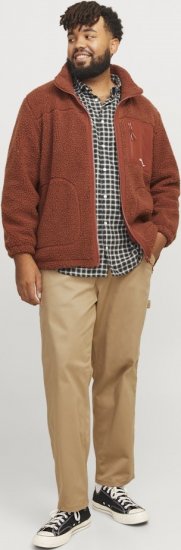 Jack & Jones ESTERBRO High Collar Teddy Jacket Brandy Brown - Casacos - Casacos Homem Tamanhos Grandes