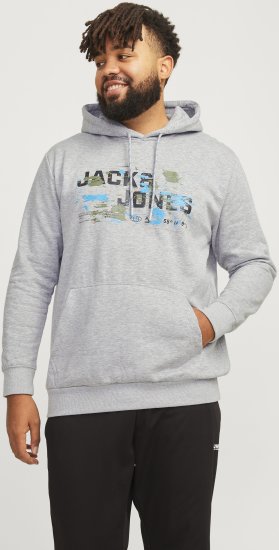 Jack & Jones JCOOUTDOOR Hoodie Light Grey - Sweatshirts & hoodies - Sweatshirt & Camisolas com Capuz tamanhos grandes