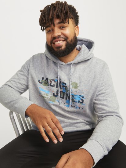 Jack & Jones JCOOUTDOOR Hoodie Light Grey - Sweatshirts & hoodies - Sweatshirt & Camisolas com Capuz tamanhos grandes