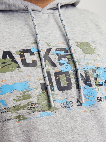 Jack & Jones JCOOUTDOOR Hoodie Light Grey - Sweatshirts & hoodies - Sweatshirt & Camisolas com Capuz tamanhos grandes