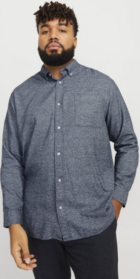 Jack & Jones NORRIS Flannel Long Sleeve Shirt Navy Blazer - Camisas - Camisas Homem Tamanhos Grandes